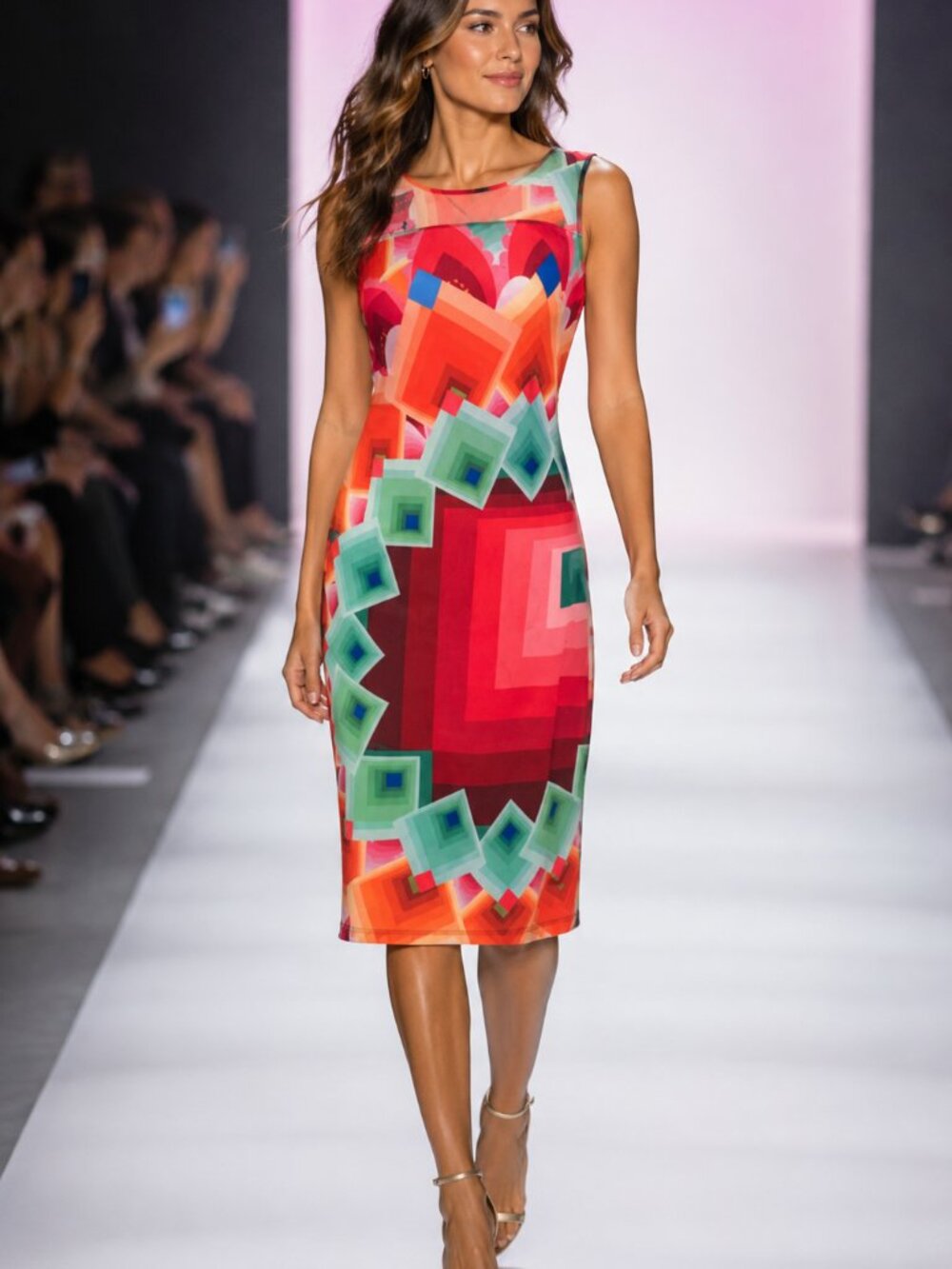 DESIGUAL NWOT MARGARET GEOMETRIC ABSTRACT MESH DRESS MEDIUM